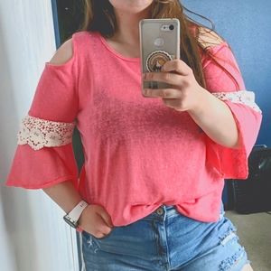 Pink flowy quarter sleeve